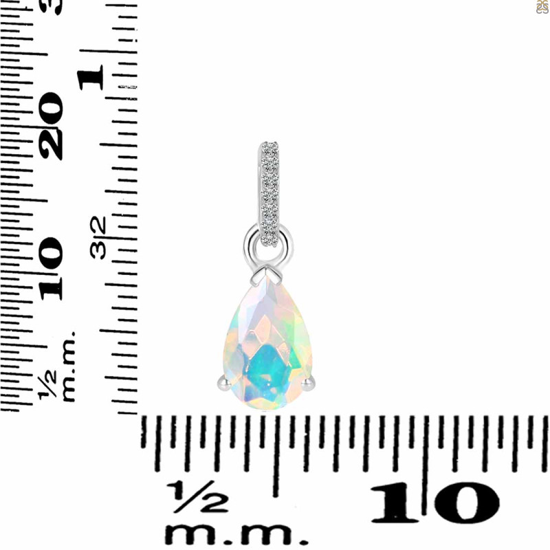 Opal & White Topaz Pendant OPL-RDP-757-CZ.