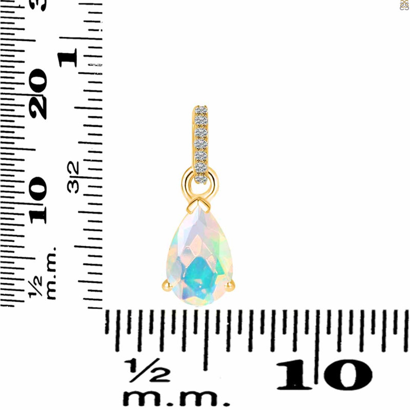 Opal & White Topaz Pendant OPL-RDP-757-CZ.