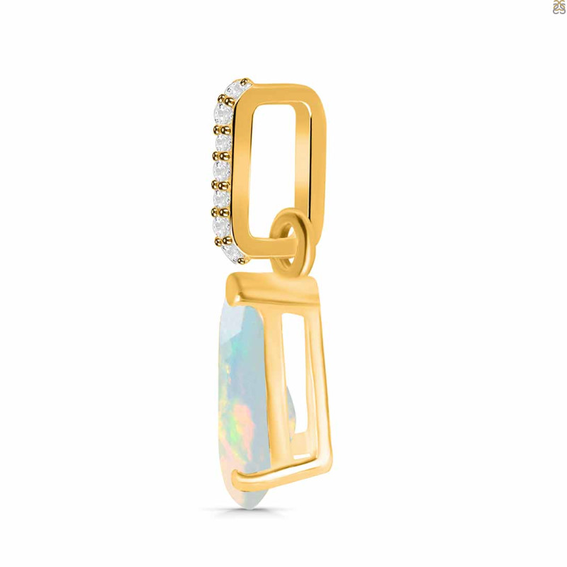 Opal & White Topaz Pendant OPL-RDP-757-CZ.