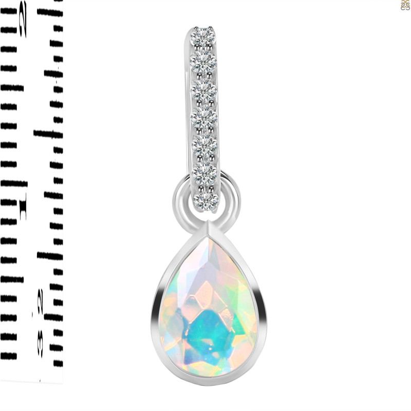 Opal & White Topaz Pendant OPL-RDP-779-CZ-LOOP.