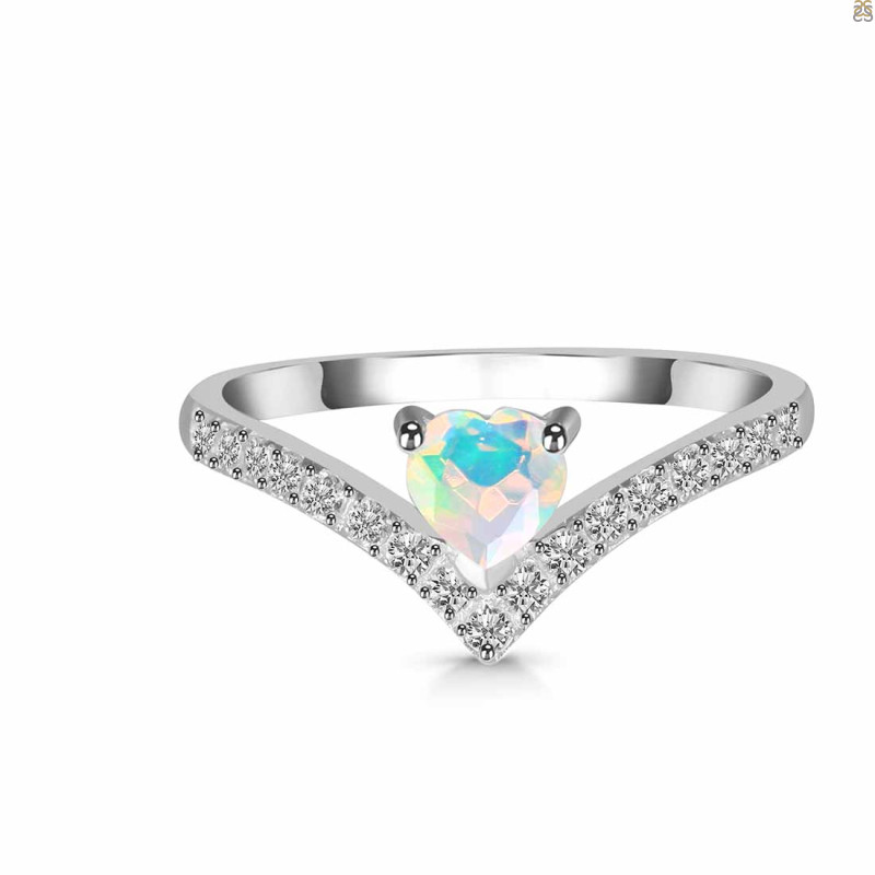 Opal & White Topaz Ring OPL-RDR-2749.