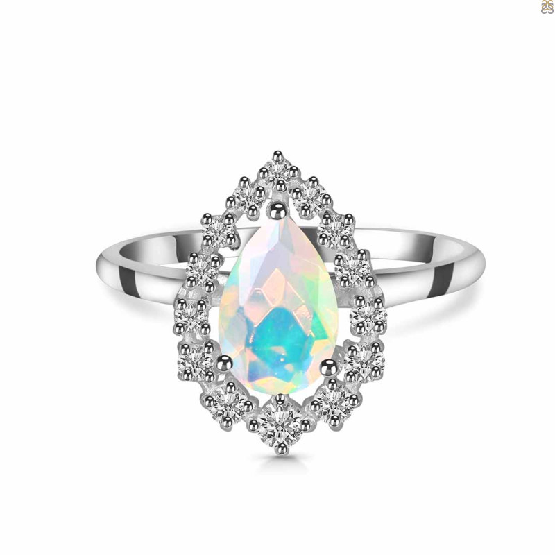 Opal & White Topaz Ring OPL-RDR-2770.