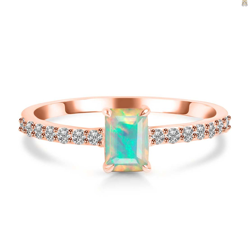 Opal & Wite Topaz Ring OPL-RDR-3118.