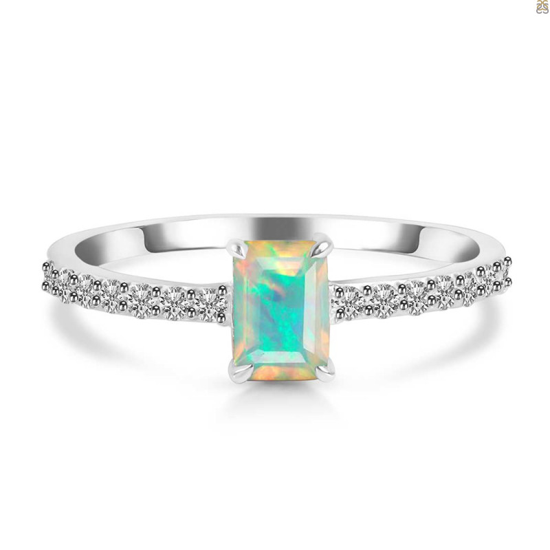 Opal & Wite Topaz Ring OPL-RDR-3118.