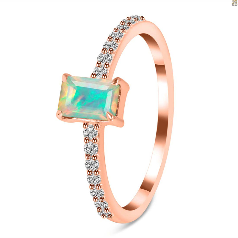 Opal & Wite Topaz Ring OPL-RDR-3118.