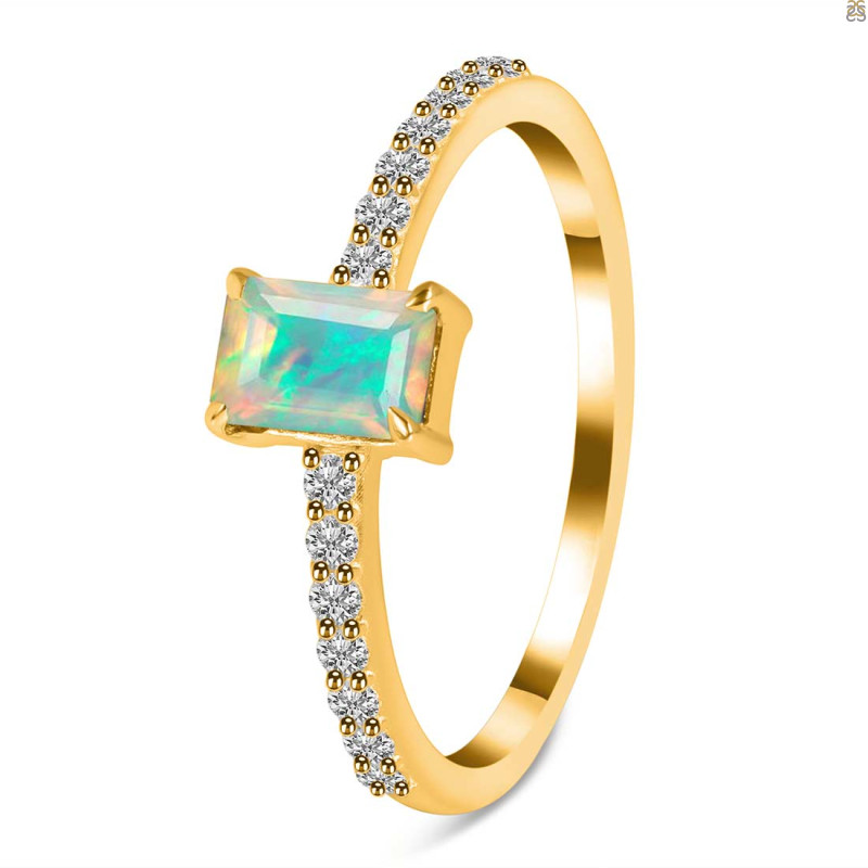 Opal & Wite Topaz Ring OPL-RDR-3118.
