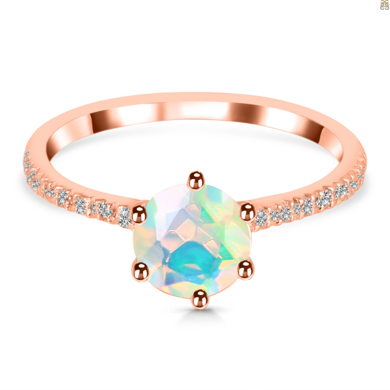 Opal Ring & White Topaz Ring OPL-RDR-3140.