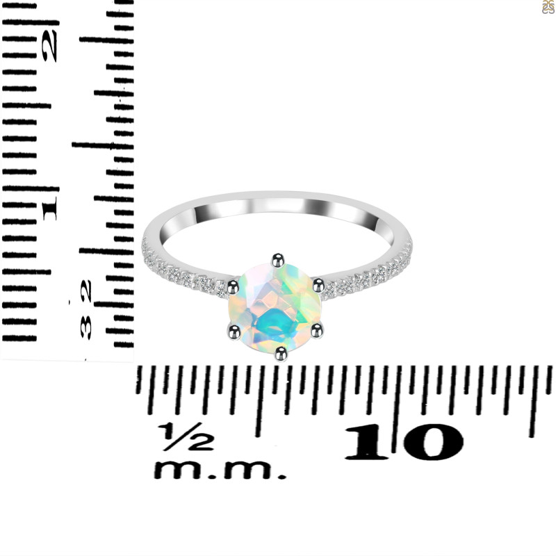 Opal Ring & White Topaz Ring OPL-RDR-3140.