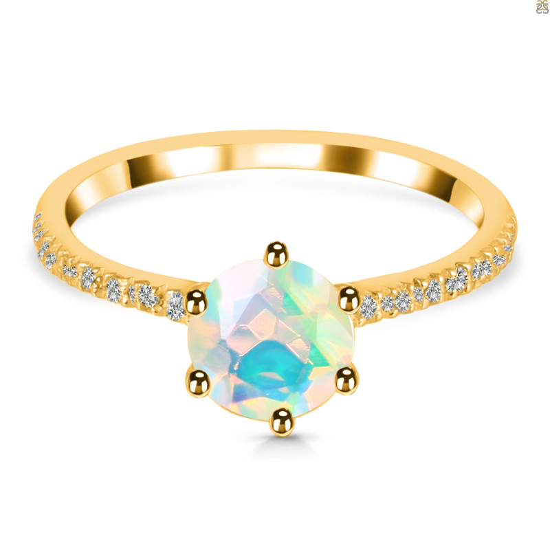 Opal Ring & White Topaz Ring OPL-RDR-3140.