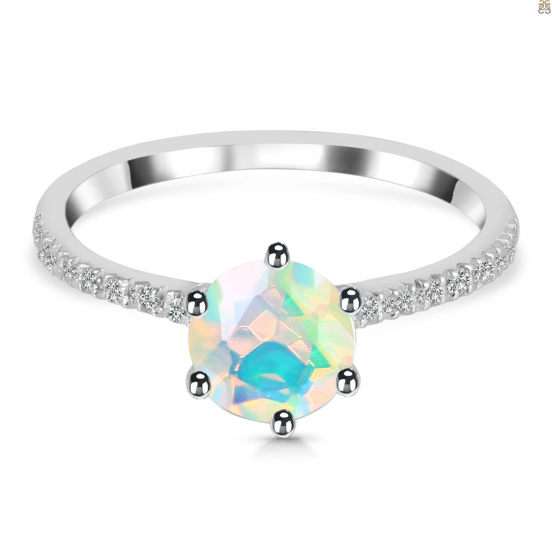Opal Ring & White Topaz Ring OPL-RDR-3140.