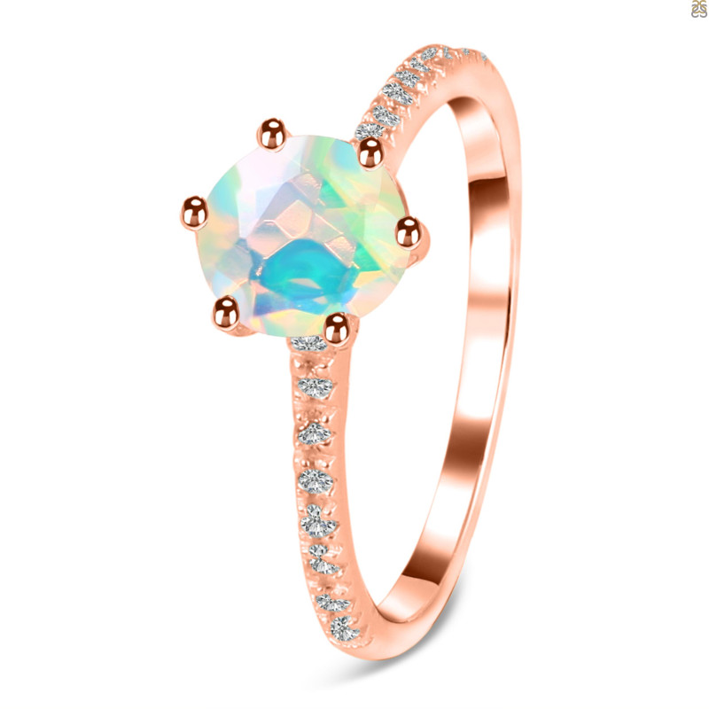 Opal Ring & White Topaz Ring OPL-RDR-3140.