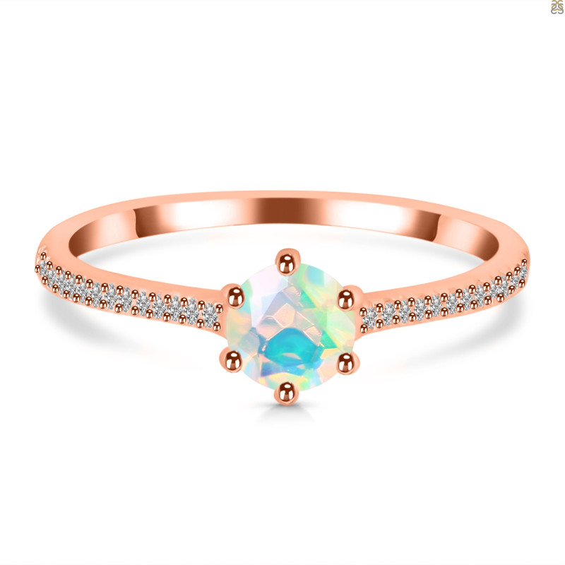 Opal Ring & White Topaz Ring OPL-RDR-3143.