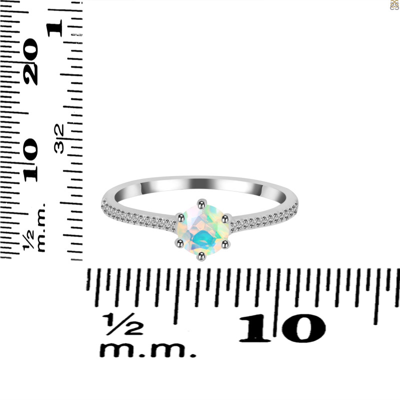 Opal Ring & White Topaz Ring OPL-RDR-3143.