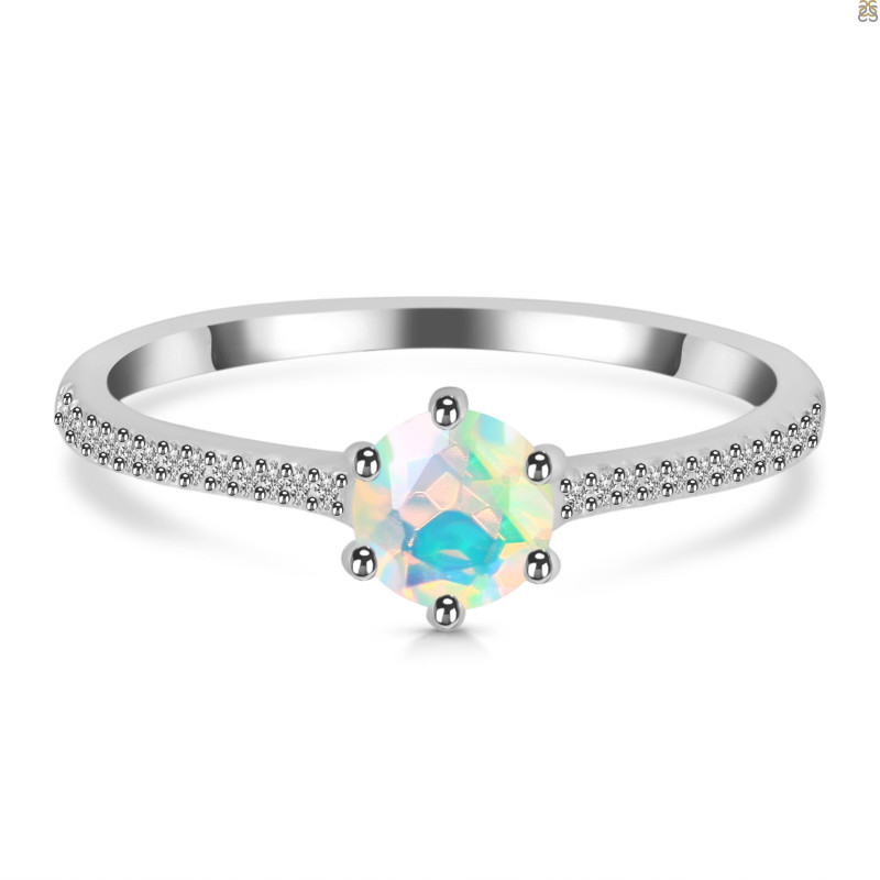 Opal Ring & White Topaz Ring OPL-RDR-3143.