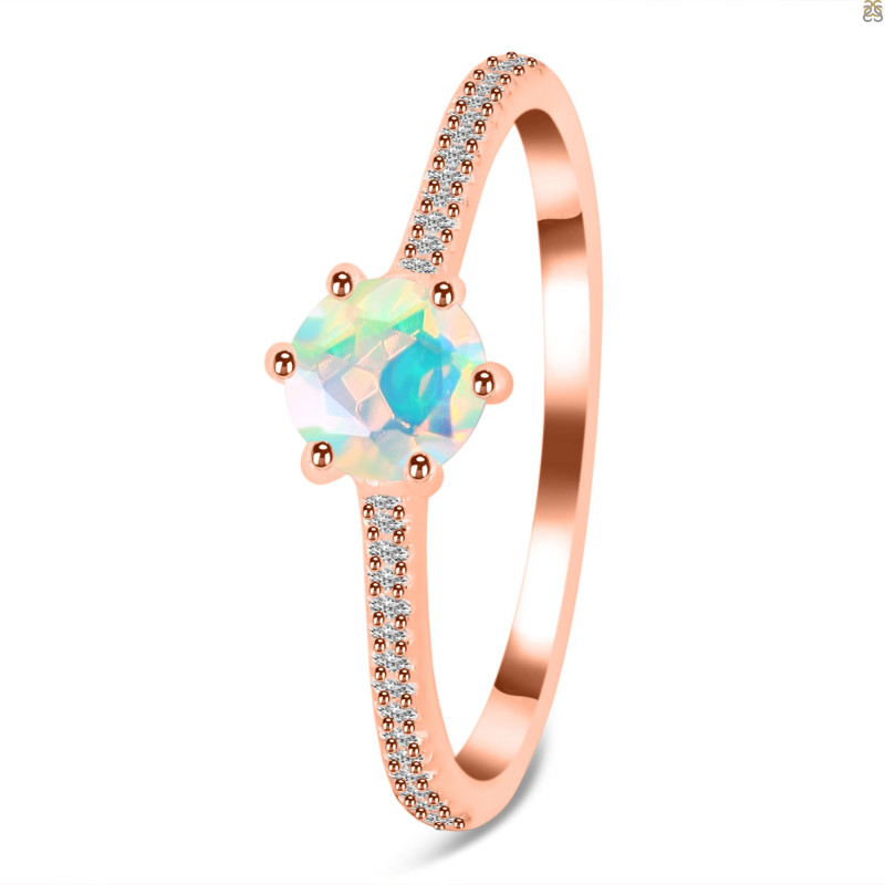 Opal Ring & White Topaz Ring OPL-RDR-3143.