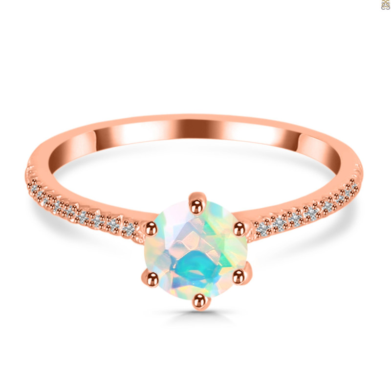 Opal Ring & White Topaz Ring OPL-RDR-3144.