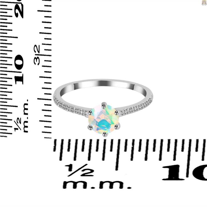Opal Ring & White Topaz Ring OPL-RDR-3144.