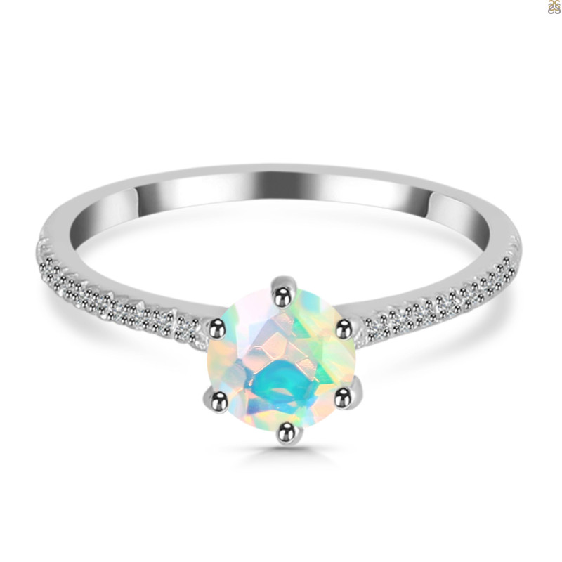 Opal Ring & White Topaz Ring OPL-RDR-3144.