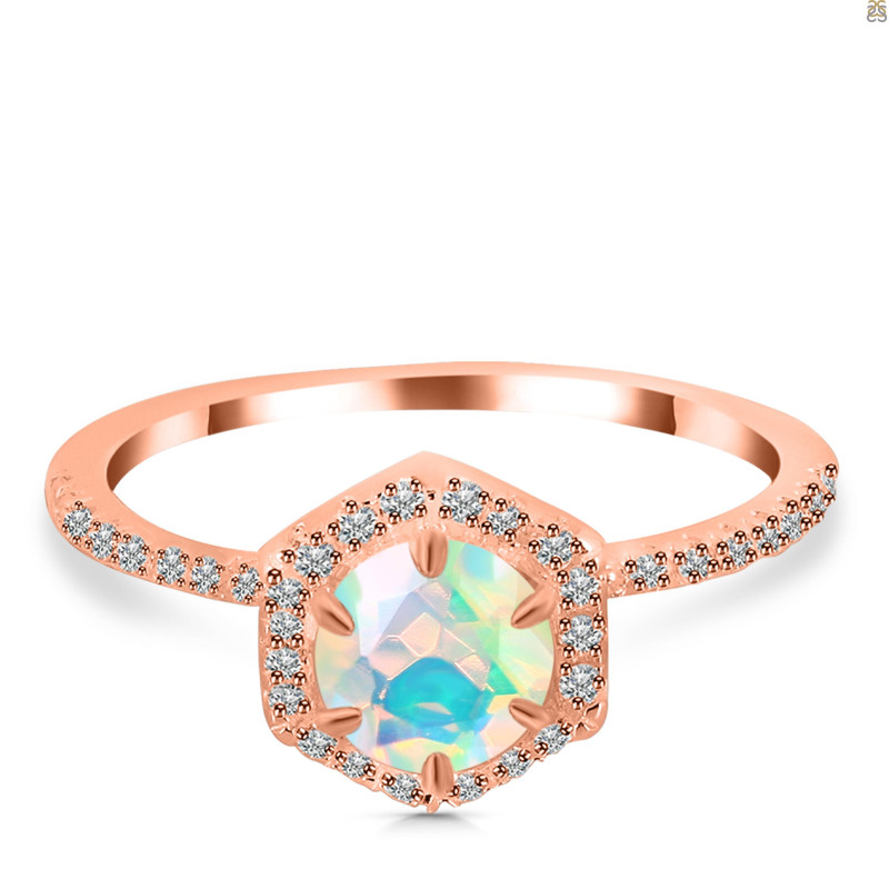Opal Ring & White Topaz Ring OPL-RDR-3146.