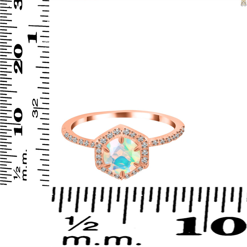 Opal Ring & White Topaz Ring OPL-RDR-3146.