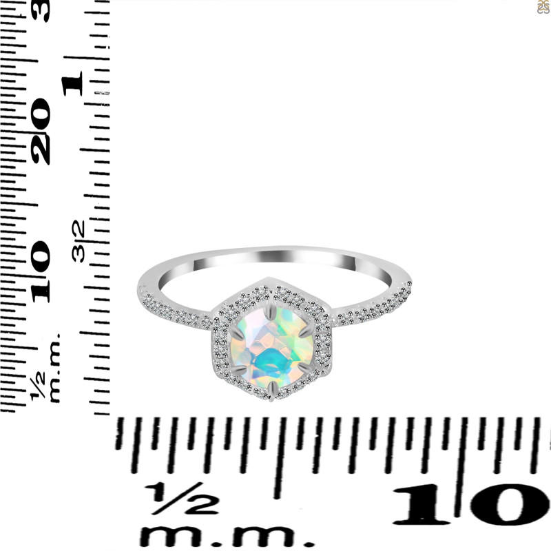 Opal Ring & White Topaz Ring OPL-RDR-3146.
