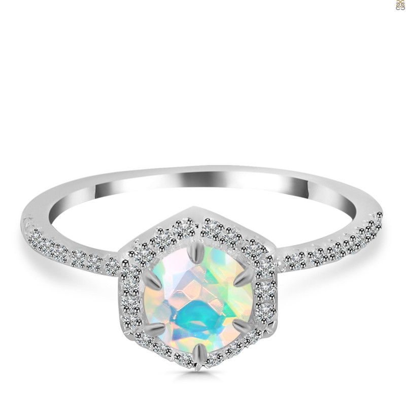 Opal Ring & White Topaz Ring OPL-RDR-3146.