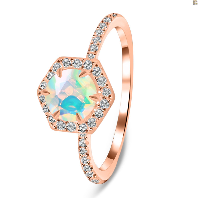 Opal Ring & White Topaz Ring OPL-RDR-3146.