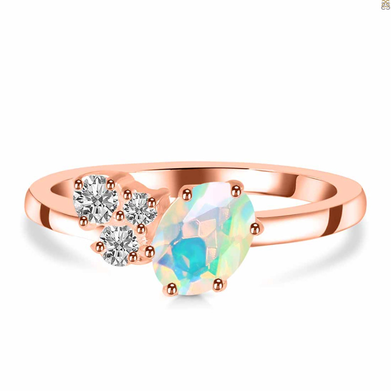 Opal & White Topaz Ring OPL-RDR-3153.