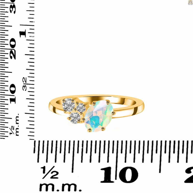 Opal & White Topaz Ring OPL-RDR-3153.