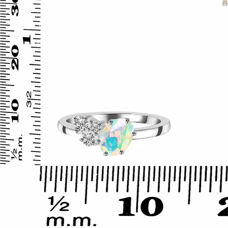 Opal & White Topaz Ring OPL-RDR-3153.
