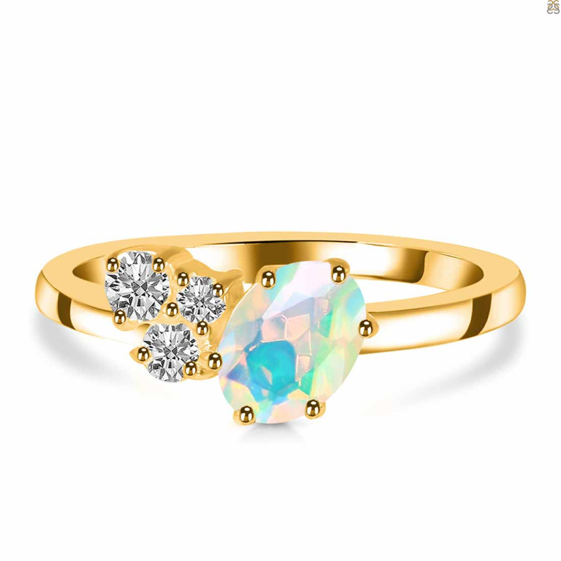 Opal & White Topaz Ring OPL-RDR-3153.
