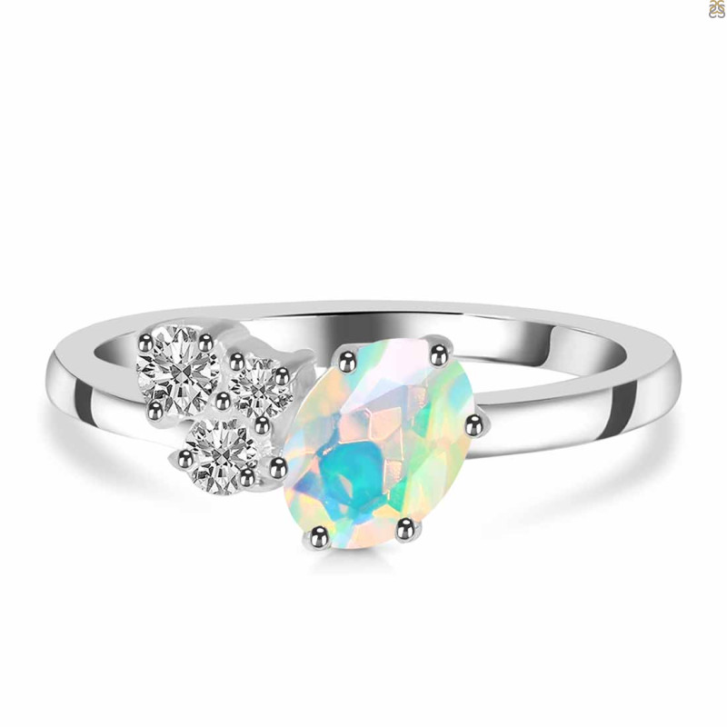 Opal & White Topaz Ring OPL-RDR-3153.