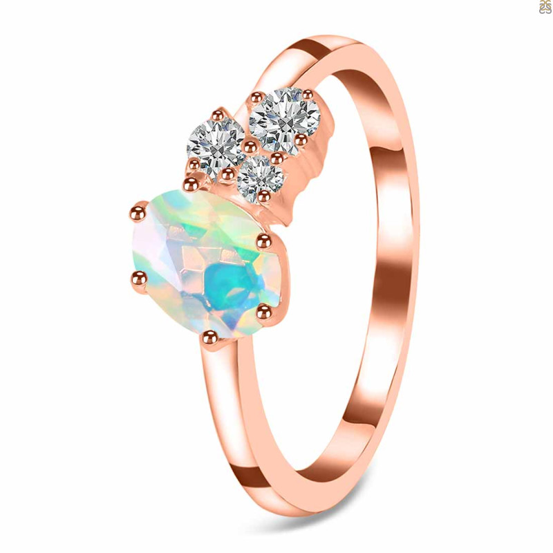 Opal & White Topaz Ring OPL-RDR-3153.