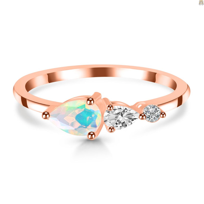 Opal  & White Topaz Ring OPL-RDR-3238.