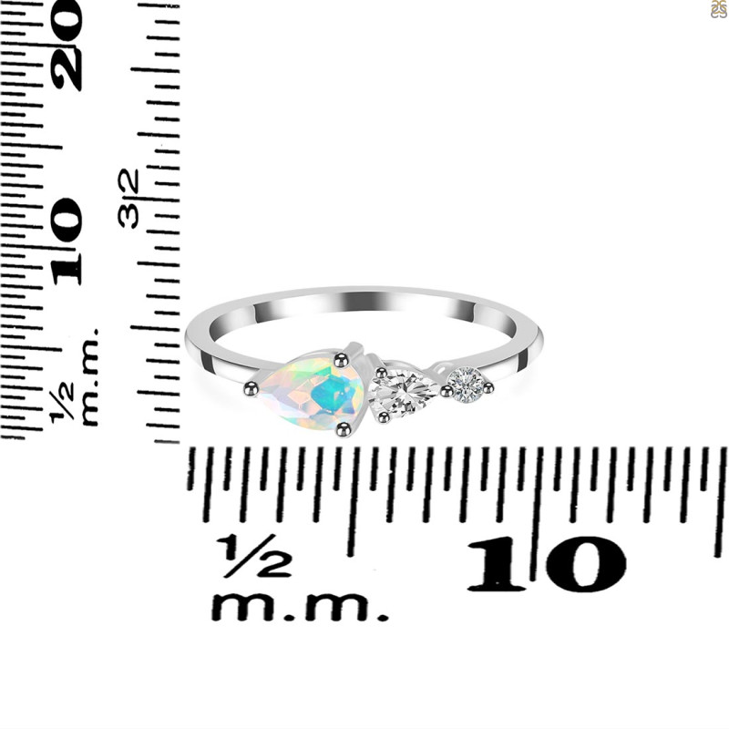 Opal  & White Topaz Ring OPL-RDR-3238.