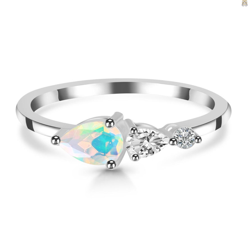 Opal  & White Topaz Ring OPL-RDR-3238.