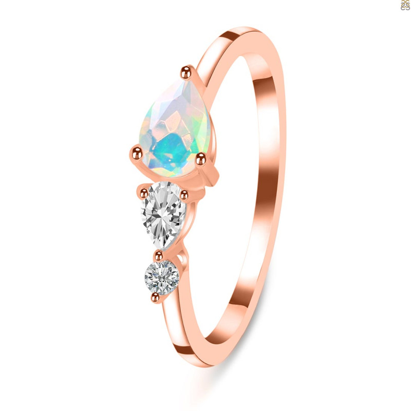 Opal  & White Topaz Ring OPL-RDR-3238.