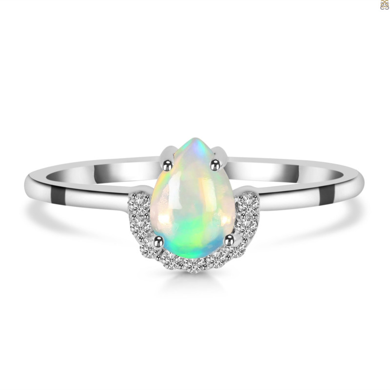 Opal & White Topaz Ring OPL-RR-170.