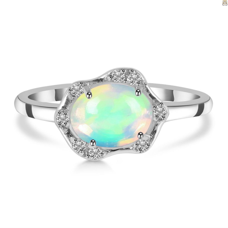 Opal & White Topaz Ring OPL-RR-342.