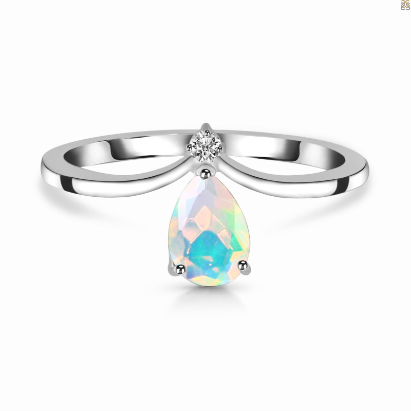 Opal & White Topaz Ring OPL-RR-374.