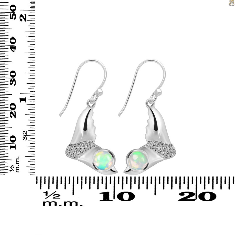 Opal & White Topaz Whale Tail Earring OPL-RUE-10.