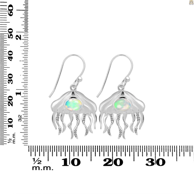 Opal & White Topaz Jelly Fish Earring OPL-RUE-14.