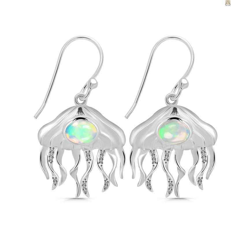 Opal & White Topaz Jelly Fish Earring OPL-RUE-14.