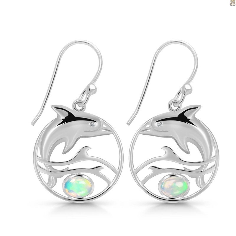 Opal Dolphin Earring OPL-RUE-27.
