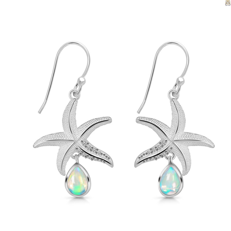 Opal & White Topaz Star Fish Earring OPL-RUE-31.