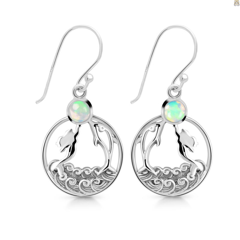 Opal Mermaid & Dolphin Earring OPL-RUE-34.