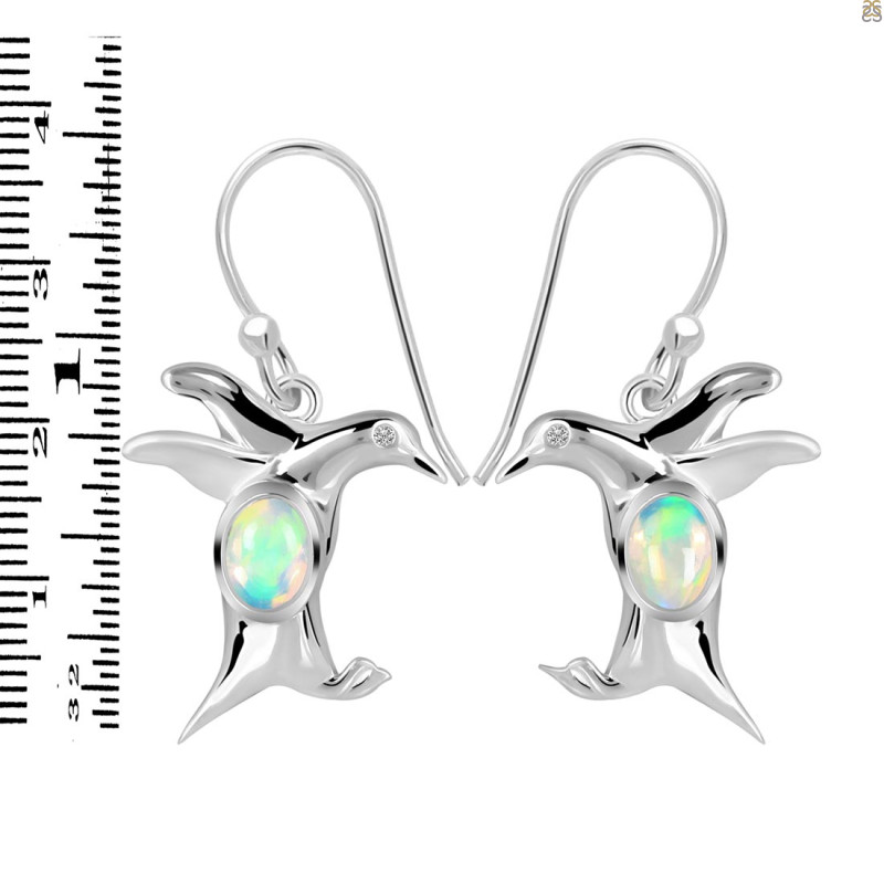 Opal & White Topaz Penguin Earring OPL-RUE-40.