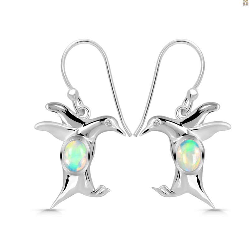 Opal & White Topaz Penguin Earring OPL-RUE-40.