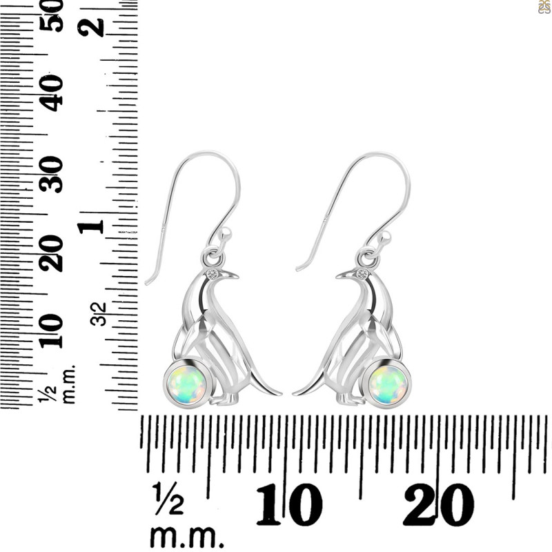 Opal & White Topaz Penguin Earring OPL-RUE-44.