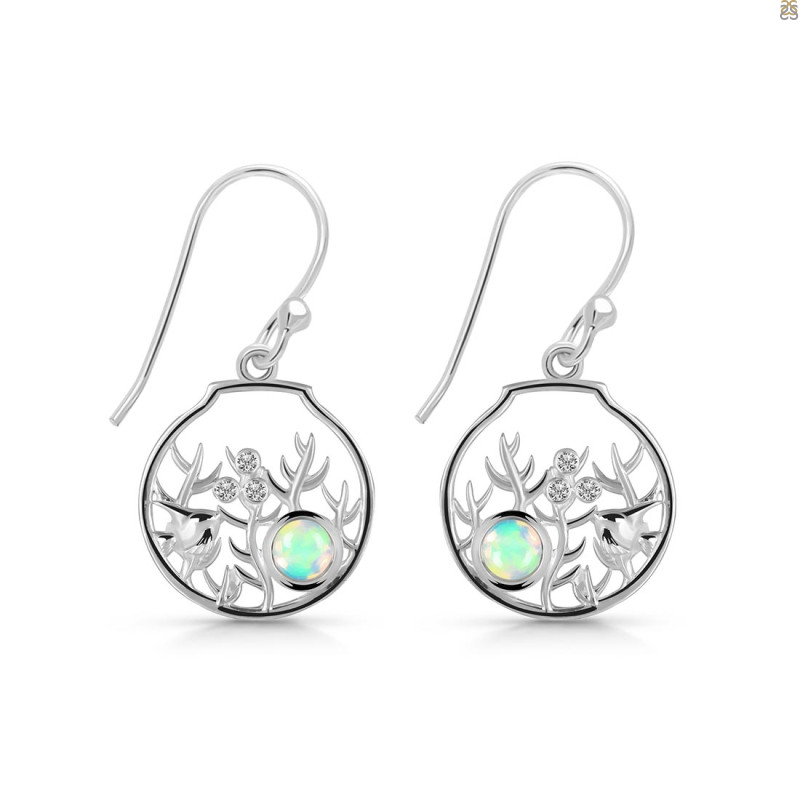 Opal & White Topaz Fish Earring OPL-RUE-62.